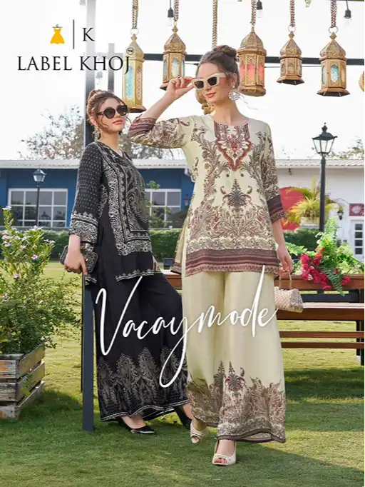 Label Khoj Vacay Mode Wholesale Readyamde Viscose Maslin Salwar Suit