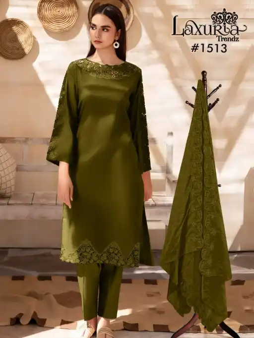 Laxuria Trendz 1513 Silk Readymade Salwar Suit Wholesale Collection - Image 4