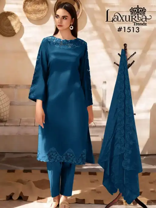 Laxuria Trendz 1513 Silk Readymade Salwar Suit Wholesale Collection - Image 3