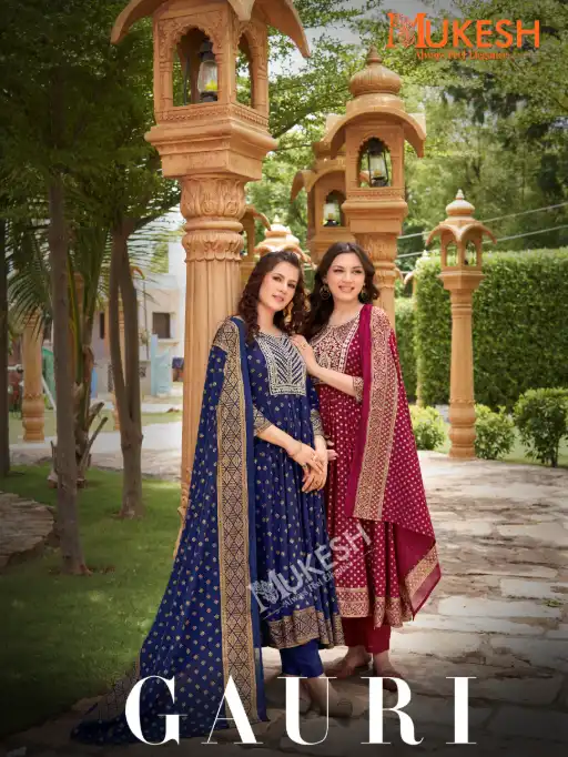 Mukesh Gauri Wholesale Rayon Anakali Kurti with Bottom Dupatta Collection