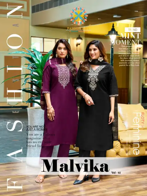 Passion Tree Malvika Vol-2 Wholesale Embroidered Kurti With Bottom Dupatta