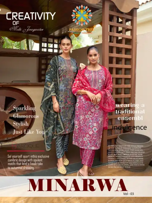 Passion Tree Minarva Vol.3 Wholesale Straight Kurti With Bottom Dupatta