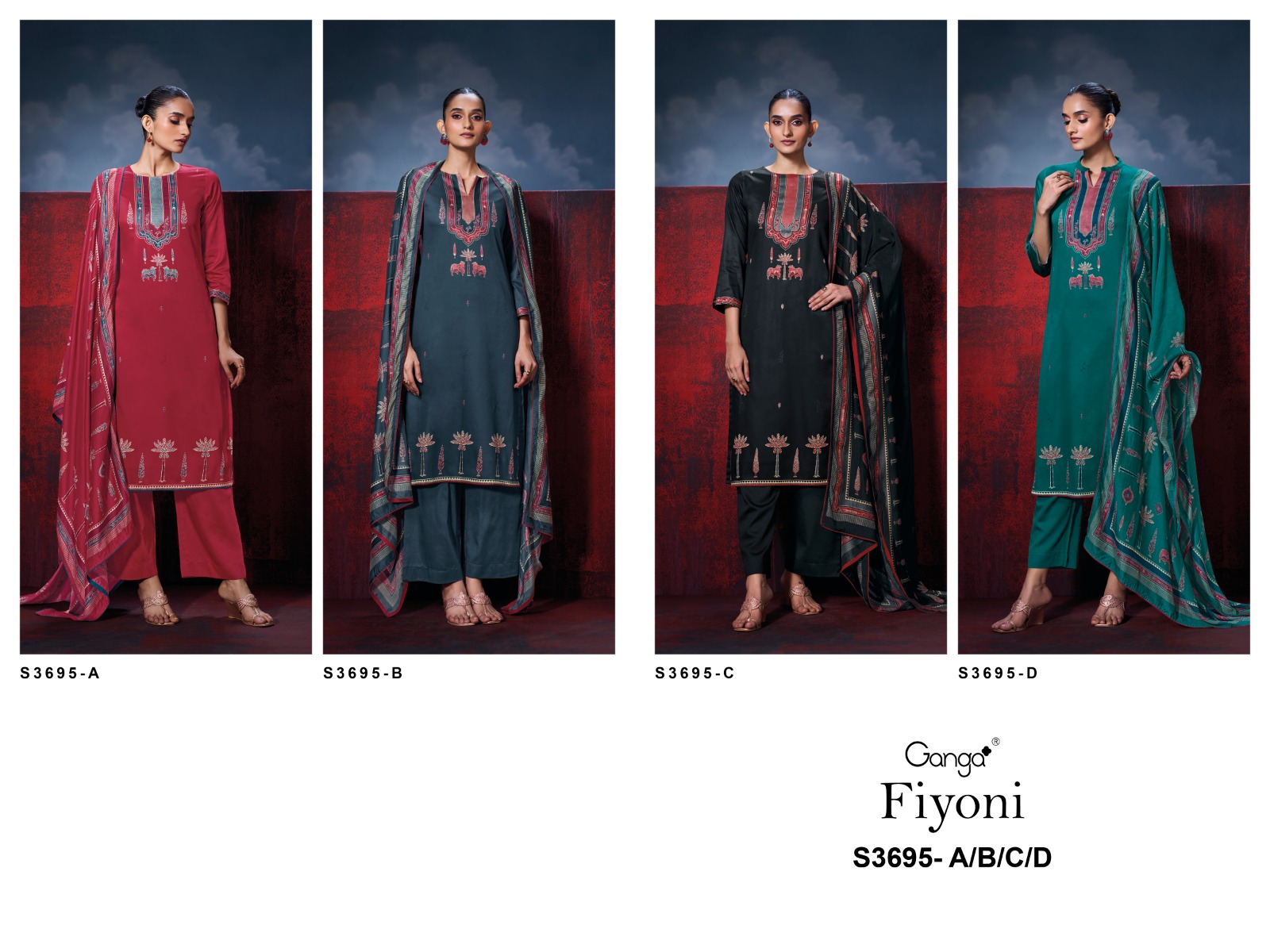 Ganga Fiyoni 3695 Wholesale Cotton Satin Salwar Kameez Catalog - Image 6