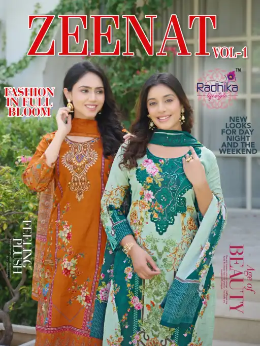 Radhika Zeenat Vol 1 Wholesale Pure Cotton Kurti With Bottom Dupatta