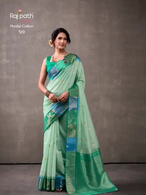 RajPath Fabrics Tuti Fruti Silk Modal Cotton Sarees Catalog - Image 6