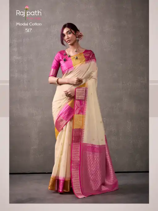 RajPath Fabrics Tuti Fruti Silk Modal Cotton Sarees Catalog - Image 3