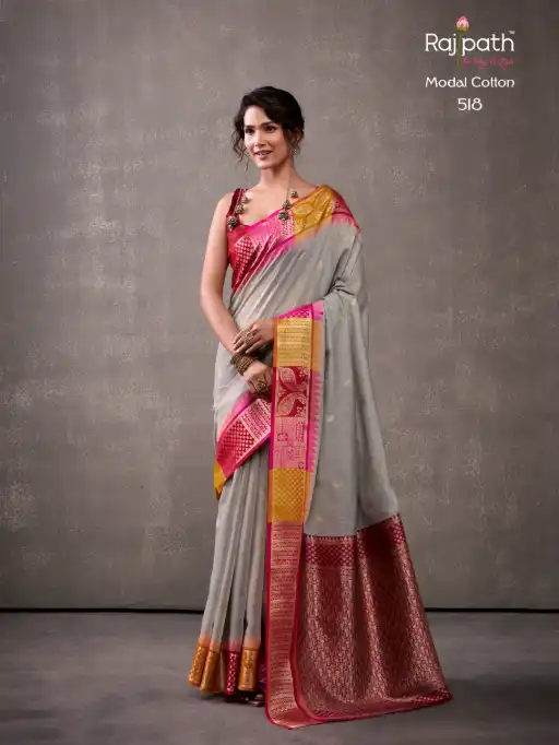 RajPath Fabrics Tuti Fruti Silk Modal Cotton Sarees Catalog - Image 5