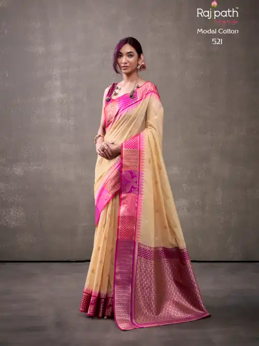 RajPath Fabrics Tuti Fruti Silk Modal Cotton Sarees Catalog - Image 8