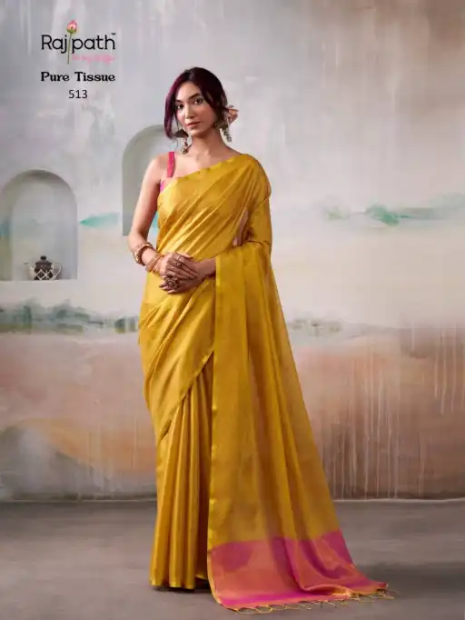 Rajpath Anvika Tissue Wholesale Handloom Sarees Catalog - Image 3