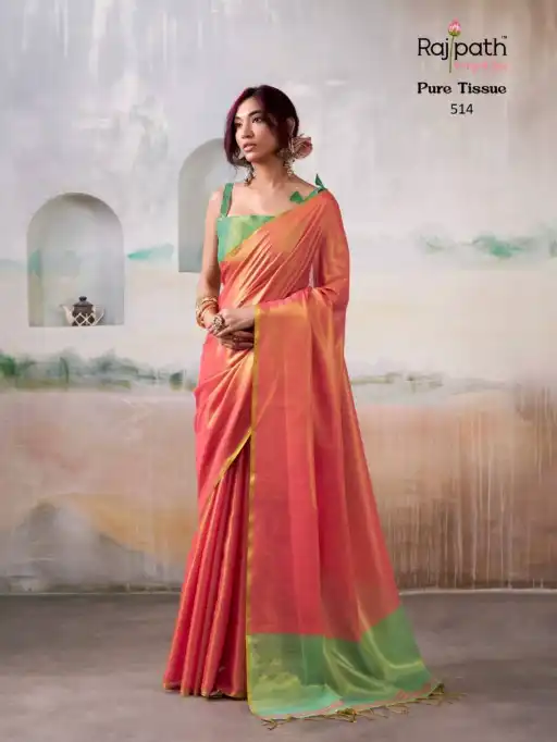 Rajpath Anvika Tissue Wholesale Handloom Sarees Catalog - Image 5