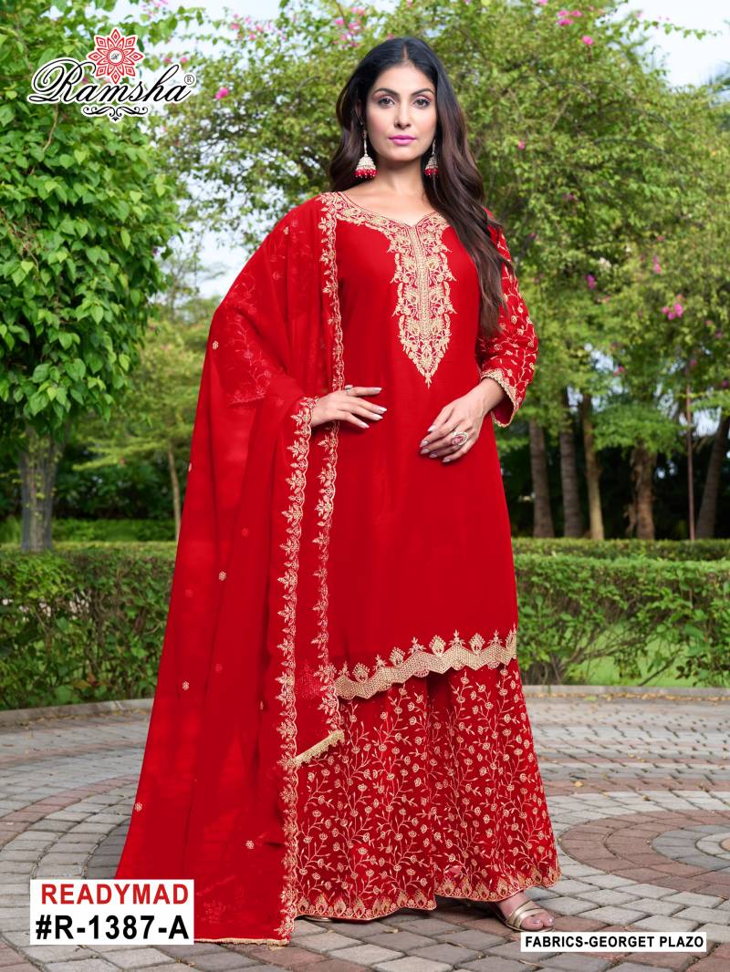 Ramsha R 1387 Nx Wholesale Georgette Readymade Pakistani Suit