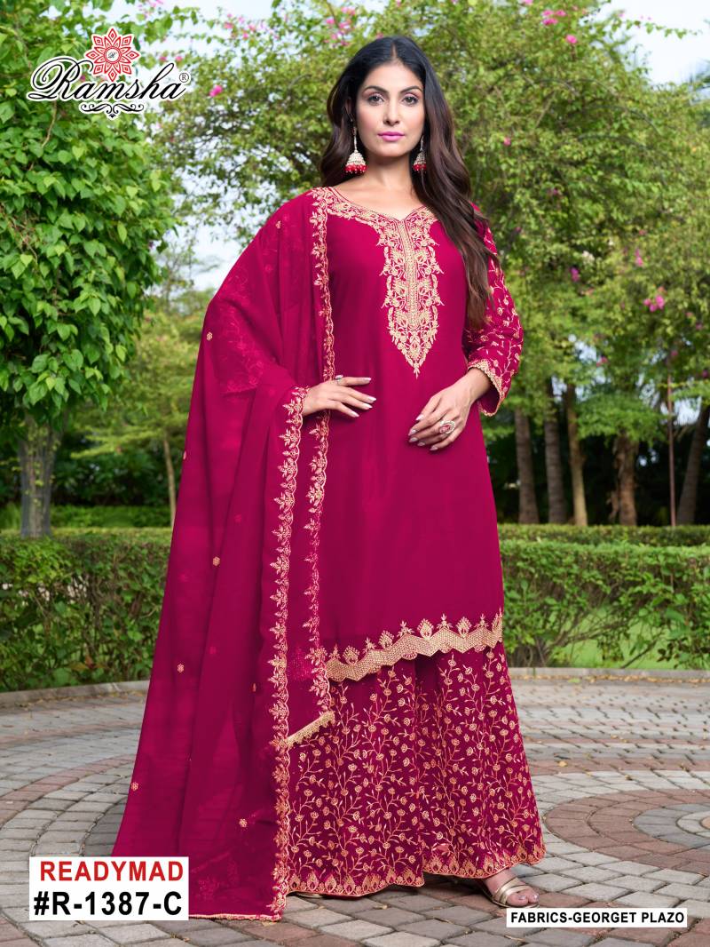 Ramsha R 1387 Nx Wholesale Georgette Readymade Pakistani Suit - Image 4
