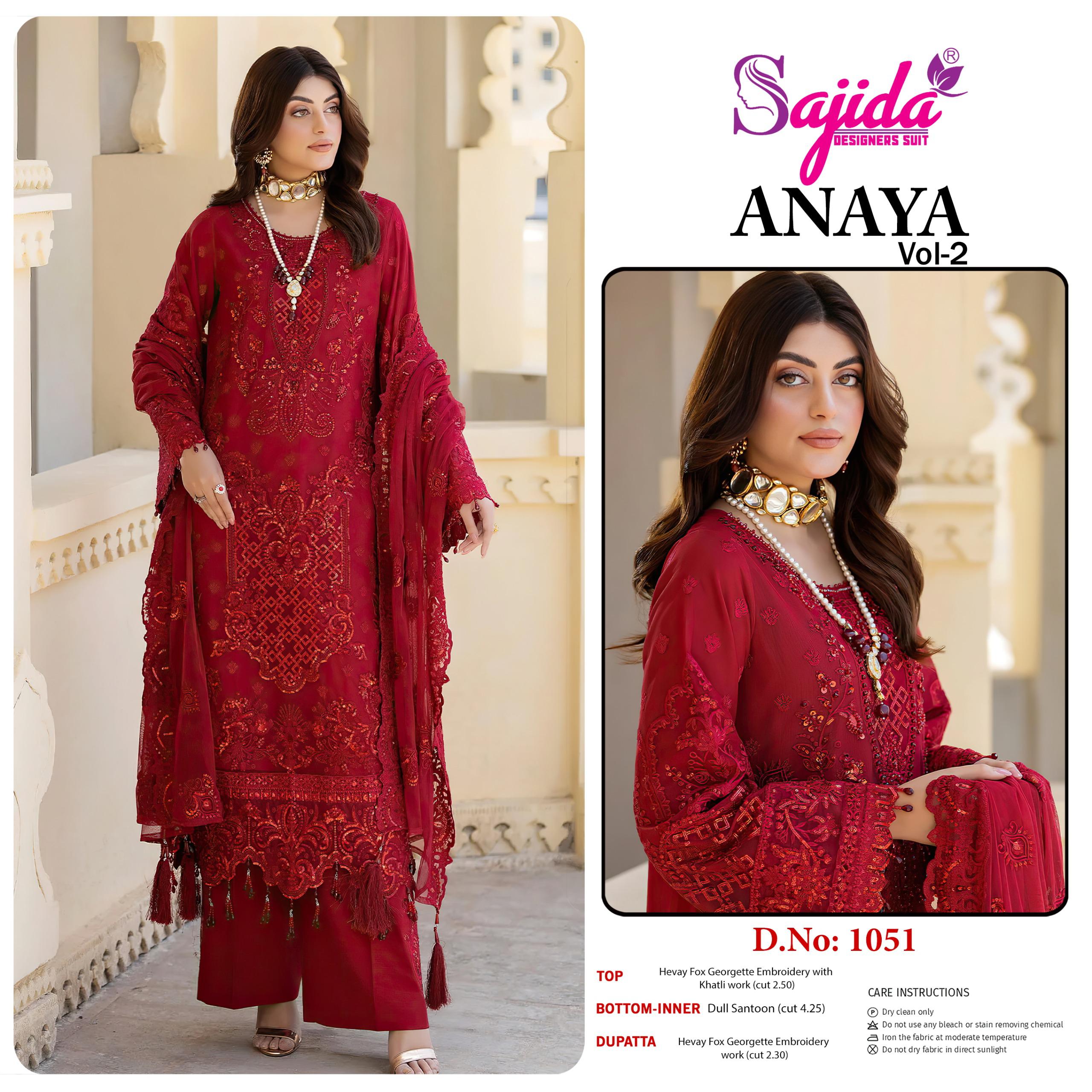 Sajida Anaya Vol-2 Georgette Heavy Embroidered Pakistani Salwar Kameez - Image 2
