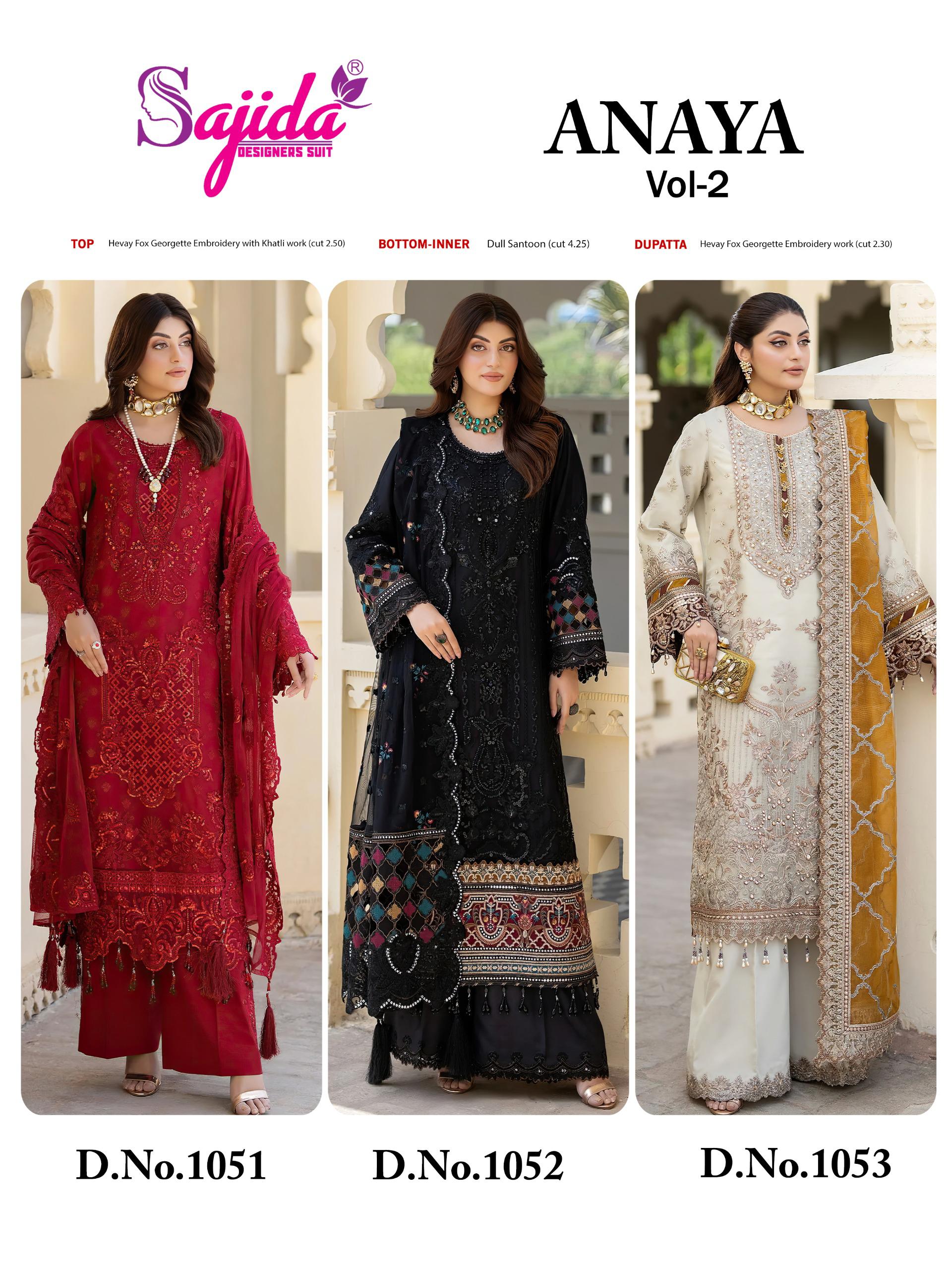 Sajida Anaya Vol-2 Georgette Heavy Embroidered Pakistani Salwar Kameez - Image 4