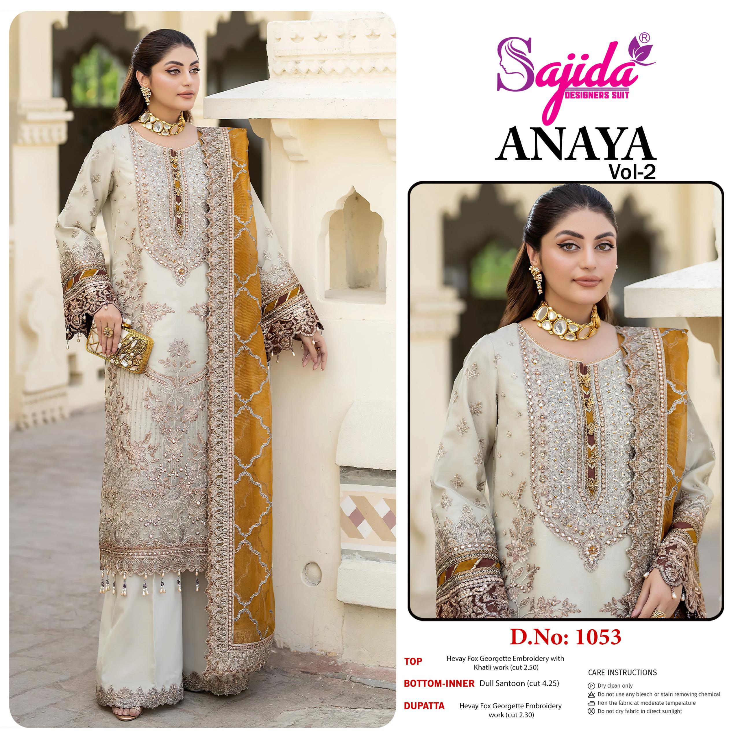 Sajida Anaya Vol-2 Georgette Heavy Embroidered Pakistani Salwar Kameez - Image 5