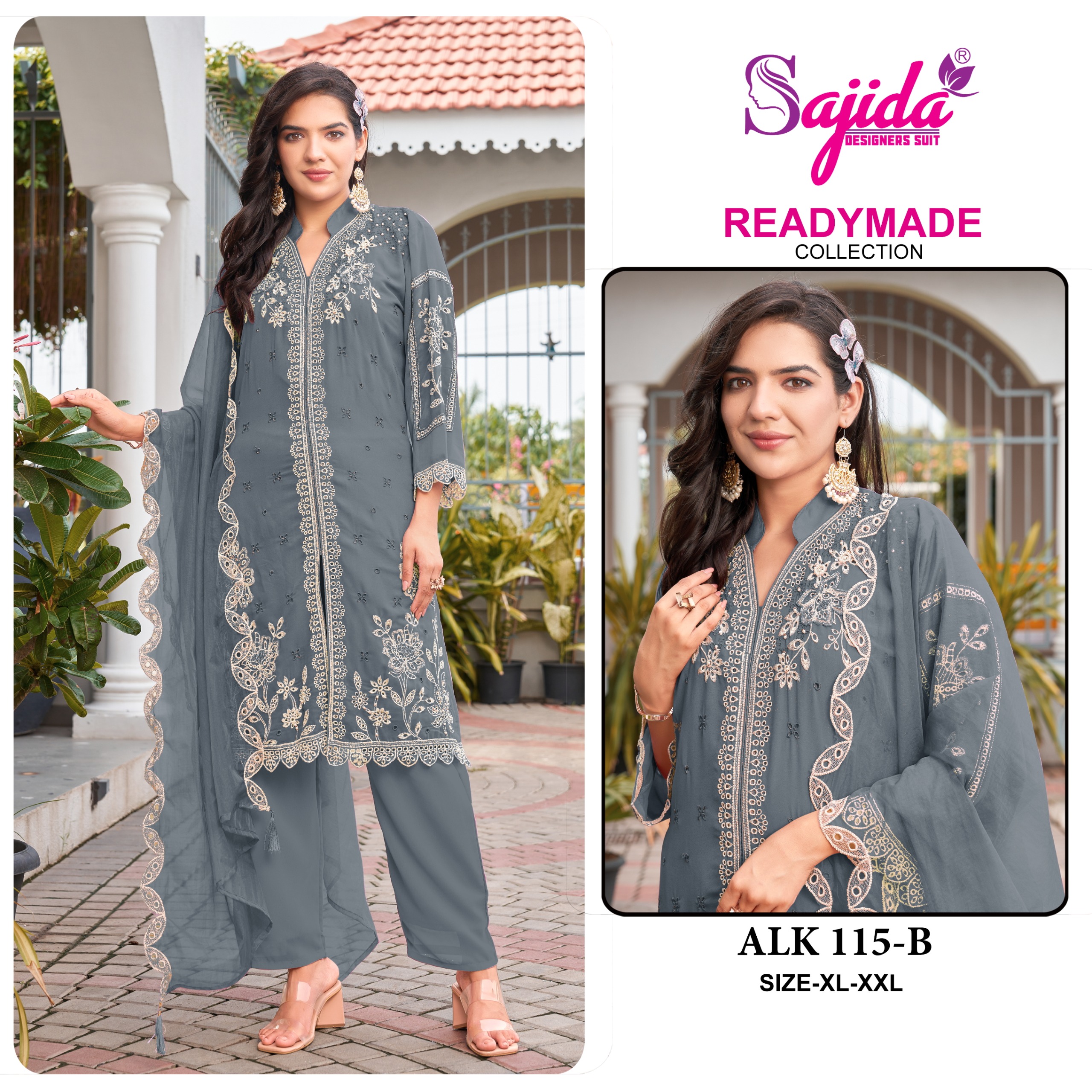 Sajida Designer Suit ALK-115 Wholesale Readymade Pakistani Suit — Wholesale Salwar Suits, Sajida wholesale from Surat - Gallery Image 3