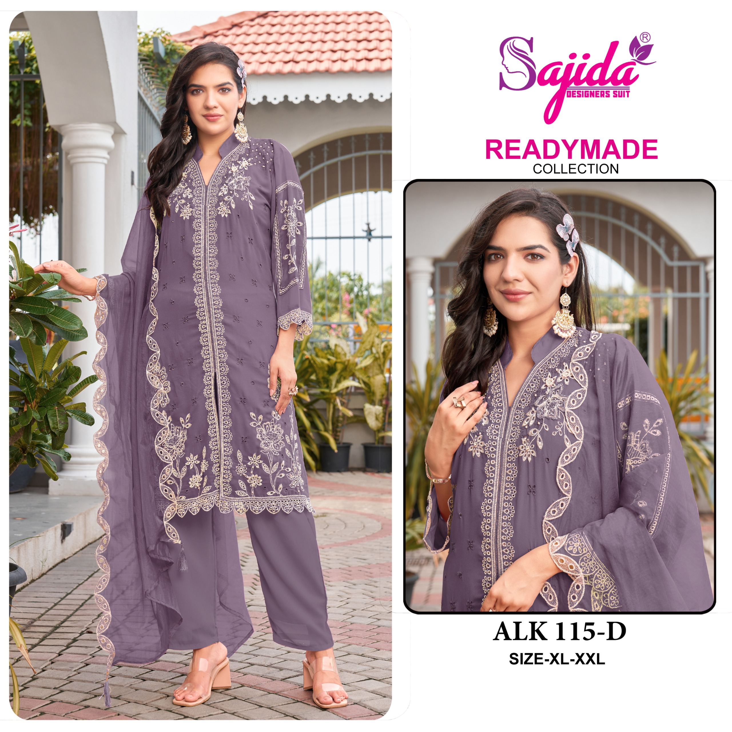 Sajida Designer Suit ALK-115 Wholesale Readymade Pakistani Suit — Wholesale Salwar Suits, Sajida wholesale from Surat - Gallery Image 4