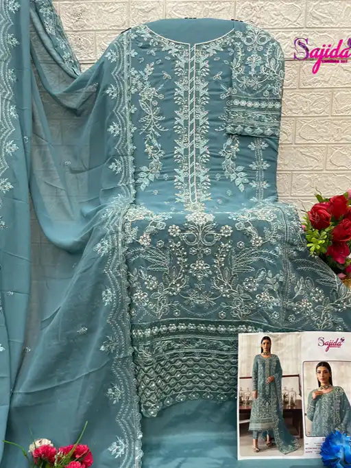 Sajida Designer Suit SD-075 Georgette Heavy Embroidered Salwar Kameez
