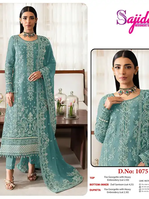 Sajida Designer Suit SD-075 Georgette Heavy Embroidered Salwar Kameez