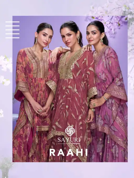 Sayuri Designer Raahi Premium Georgette Gharara Kaftan Suit