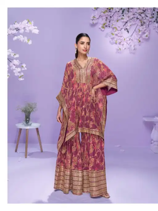 Sayuri Designer Raahi Premium Georgette Gharara Kaftan Suit - Image 4