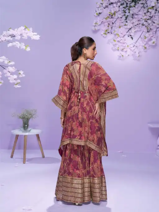 Sayuri Designer Raahi Premium Georgette Gharara Kaftan Suit - Image 5