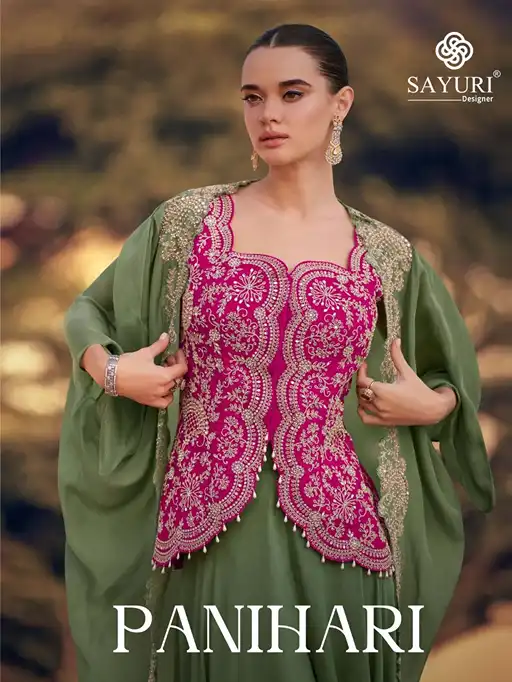 Sayuri Panihari 5765 Wholesale Real Chinon Silk Indo Western Catalog