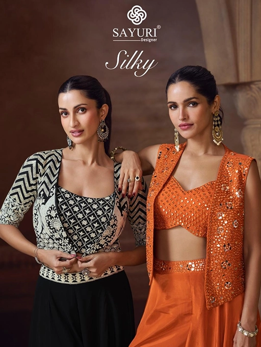 Sayuri Silky Premium Real Chinon Silk Indo Western  Set