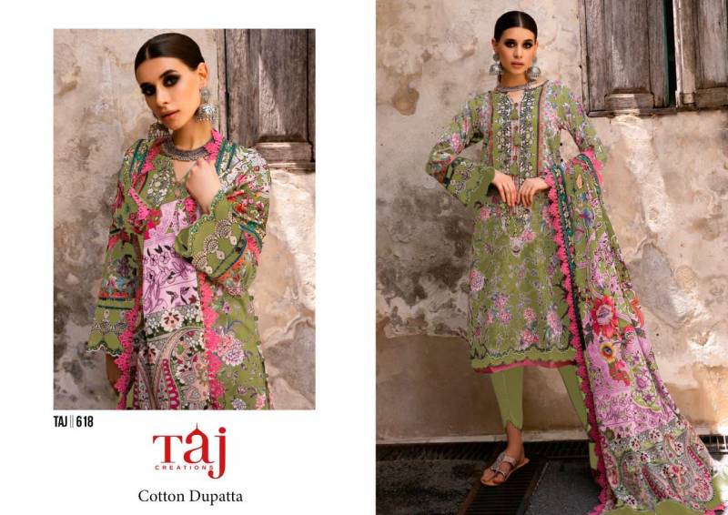 Taj 617 & 618 Wholesale Cotton Pakistani Salwar Kameez Collection - Image 2