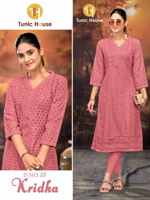 Tunic House Kridha Wholesale Chikankari Rayon Kurti With Bottom - Image 8