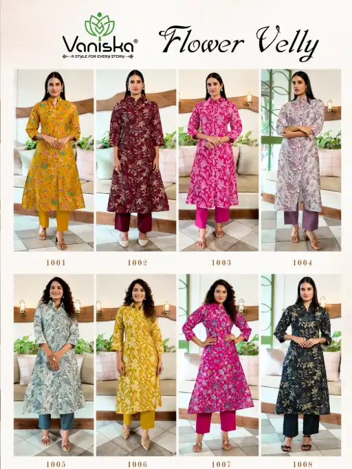 Vaniska Flower Velly Vol 1 Wholesale Kurti With Bottom Collection - Image 9