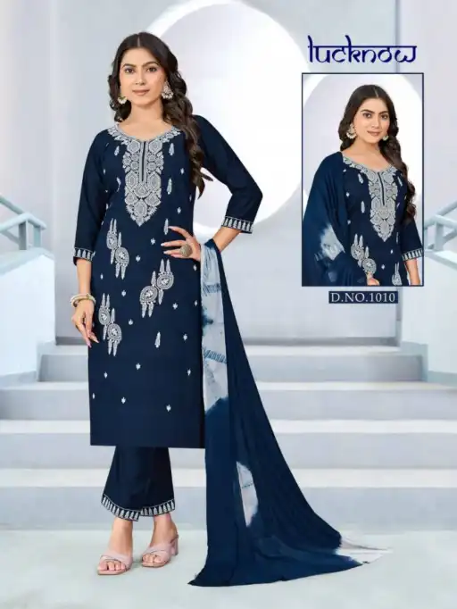 Vardan Ethnic Ganesha Lucknow Vol 1 Wholesale Kurti Wiith Bottom Dupatta