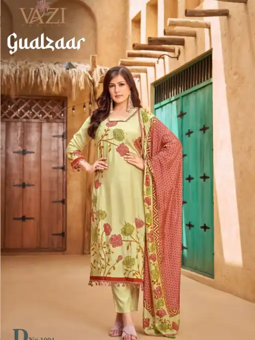 Vardan Ethnic Vazi Gualzaar Wholesale Printed Kurti Bottom With Dupatta - Image 3