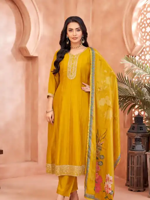 Vardan Nitya Wholesale Vichitra Embroidered Anarkali Kurti Collection