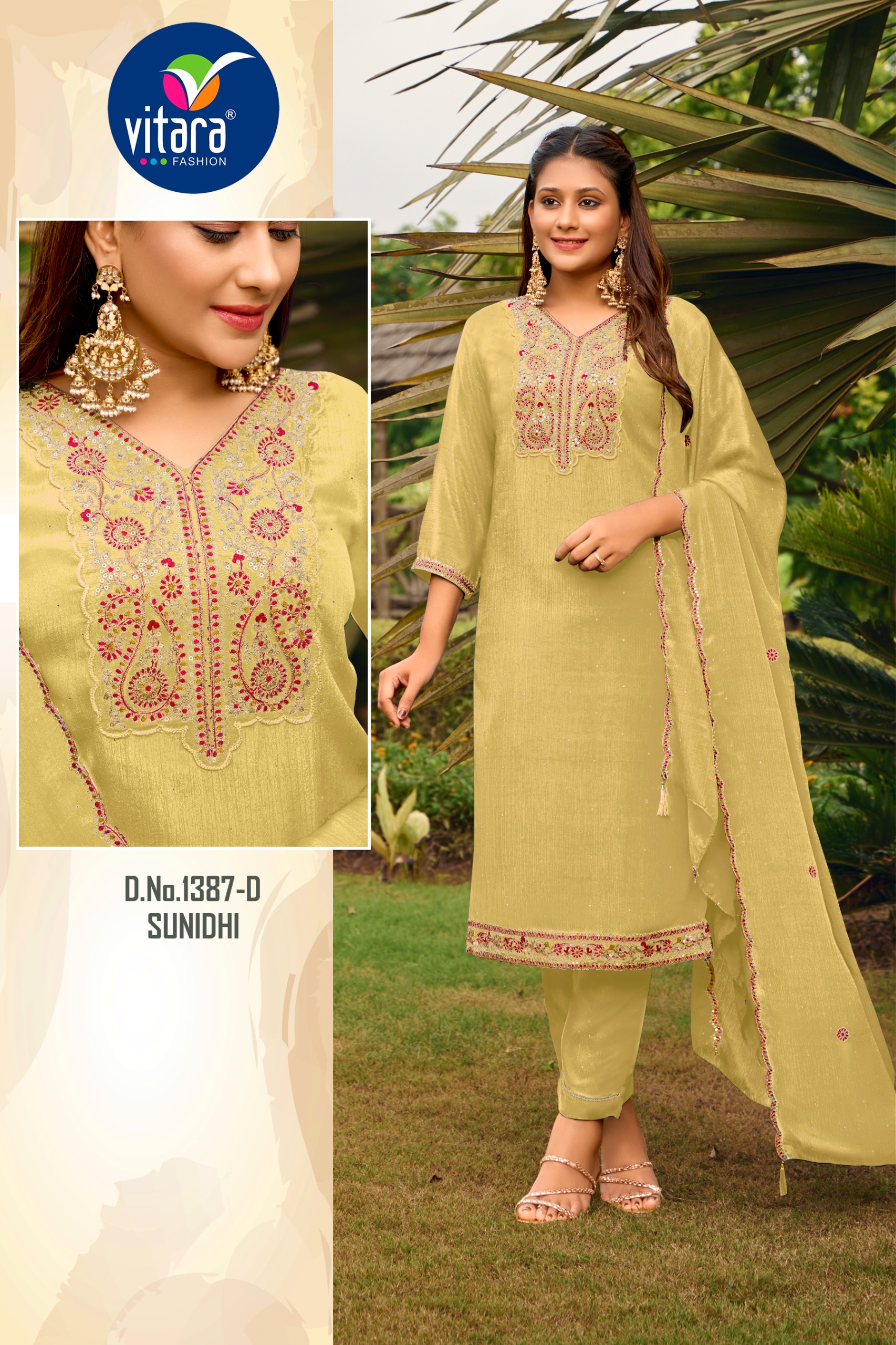 Vitara Sunidhi Wholesale Embroidered Poly Chinon Salwar Suit Collection - Image 3