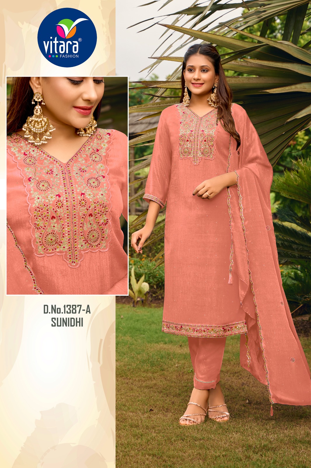Vitara Sunidhi Wholesale Embroidered Poly Chinon Salwar Suit Collection - Image 2