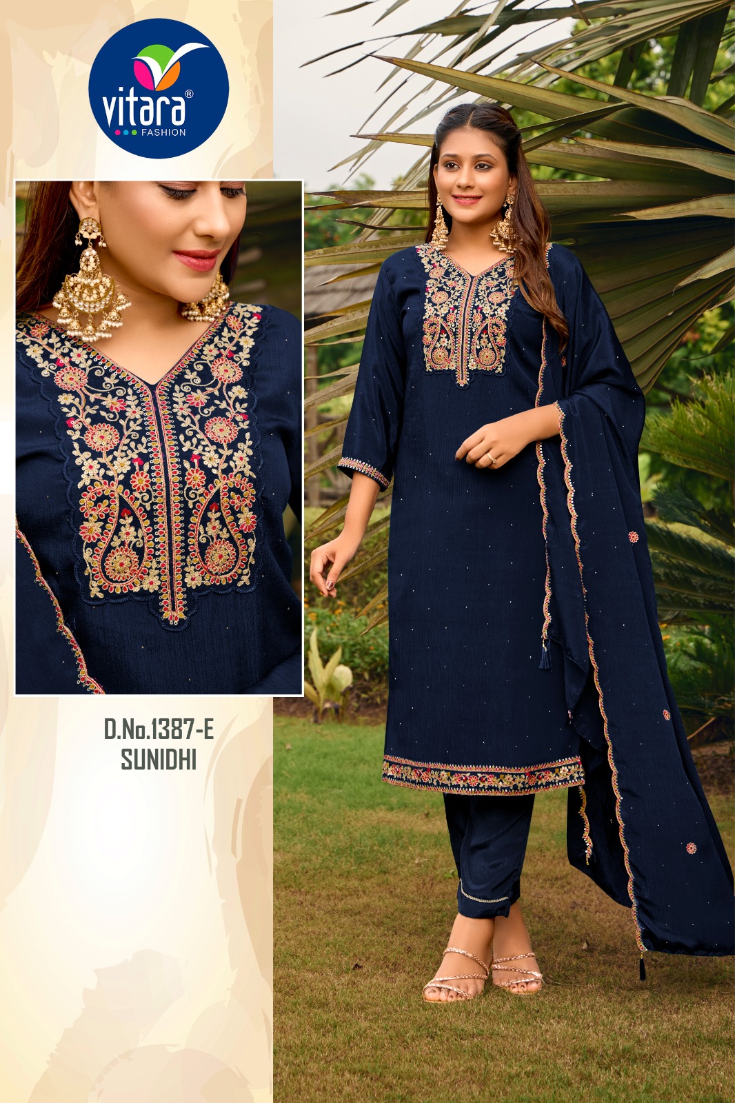 Vitara Sunidhi Wholesale Embroidered Poly Chinon Salwar Suit Collection - Image 7