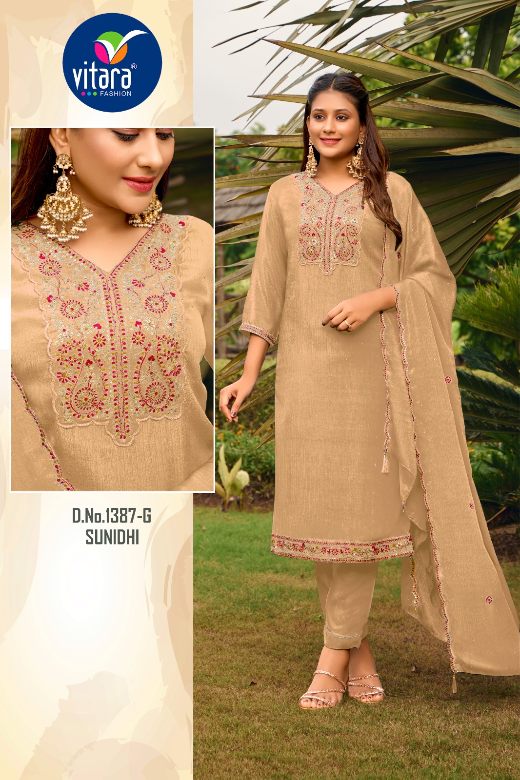 Vitara Sunidhi Wholesale Embroidered Poly Chinon Salwar Suit Collection - Image 6