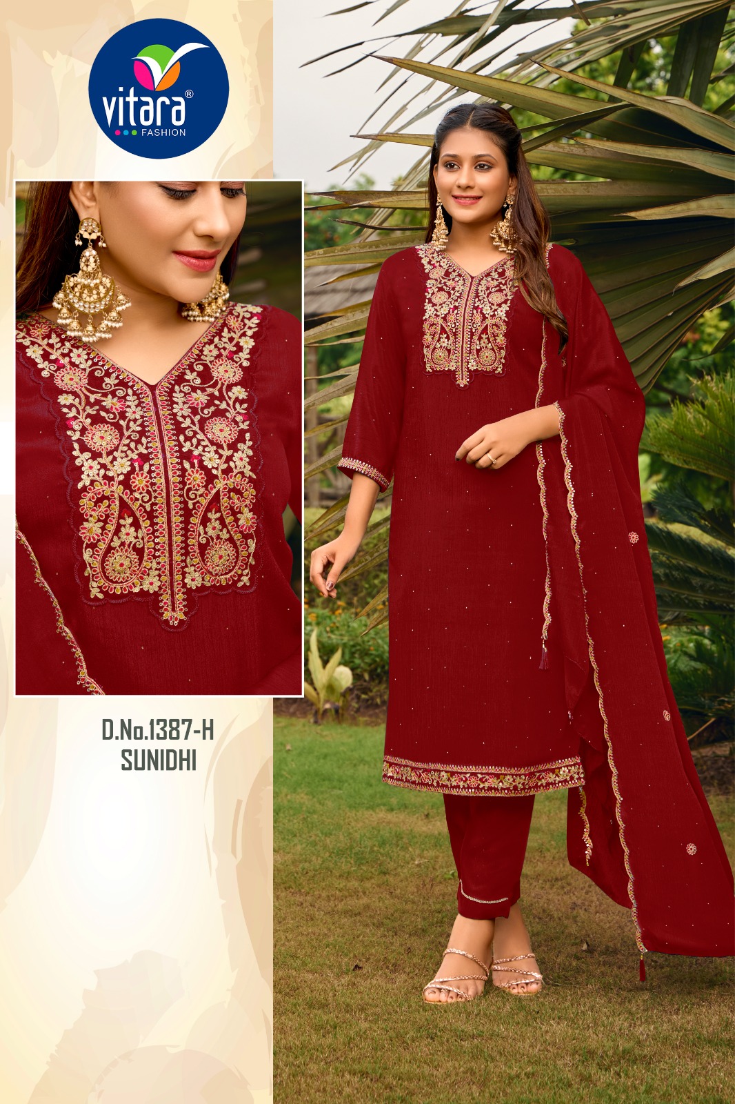 Vitara Sunidhi Wholesale Embroidered Poly Chinon Salwar Suit Collection - Image 4