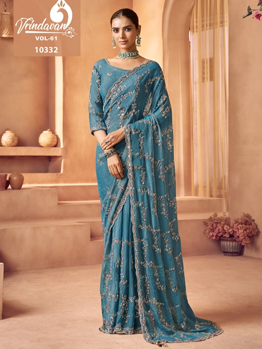 Royal Vrindavan Vol 61 Exclusive Partywear Tissue Sarees - Image 6