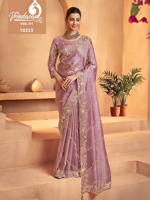 Royal Vrindavan Vol 61 Exclusive Partywear Tissue Sarees - Image 5