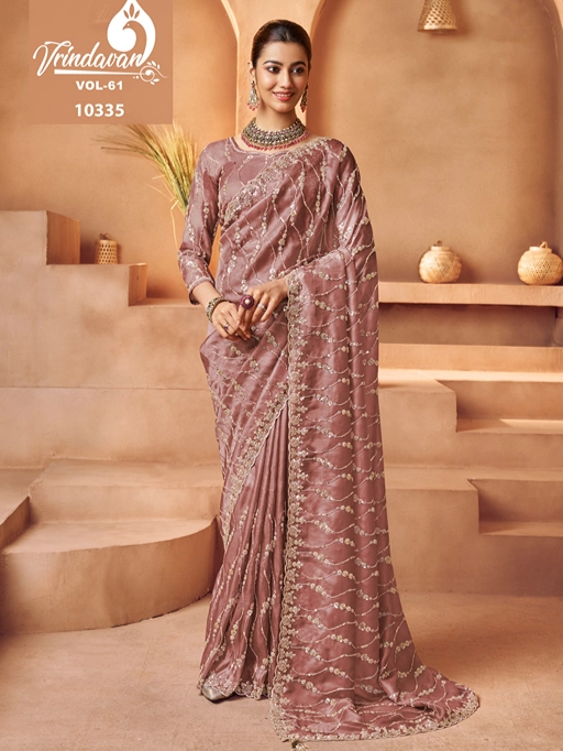 Royal Vrindavan Vol 61 Exclusive Partywear Tissue Sarees - Image 4