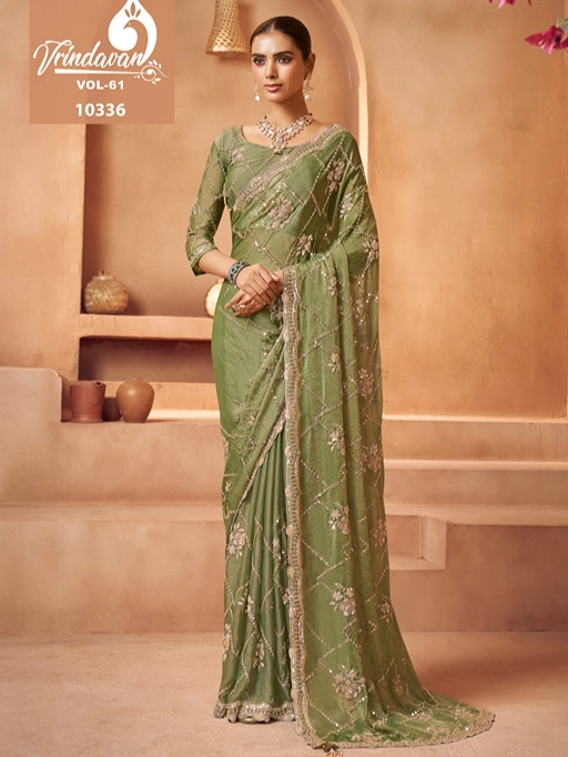Royal Vrindavan Vol 61 Exclusive Partywear Tissue Sarees - Image 3
