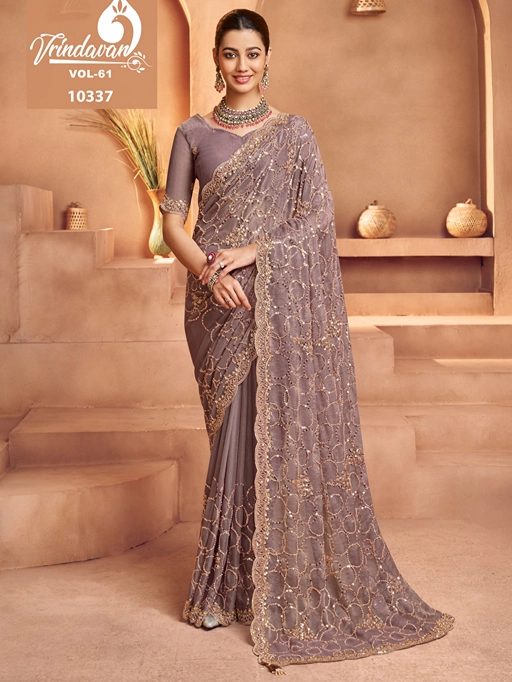 Royal Vrindavan Vol 61 Exclusive Partywear Tissue Sarees - Image 2