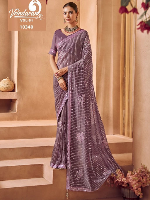 Royal Vrindavan Vol 61 Exclusive Partywear Tissue Sarees - Image 8