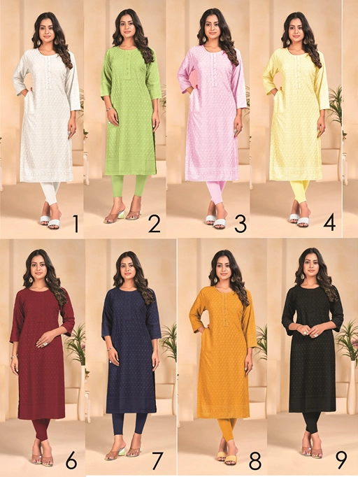 Tunic House Zumba Chikankari Straight Kurti Wholesale - Image 8