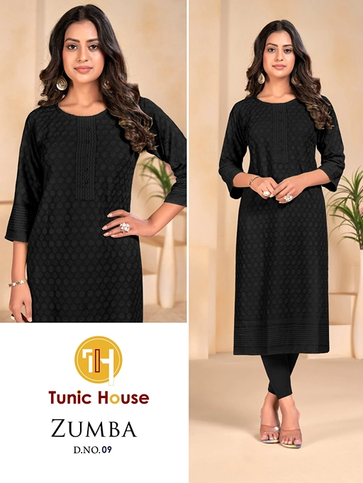 Tunic House Zumba Chikankari Straight Kurti Wholesale - Image 9