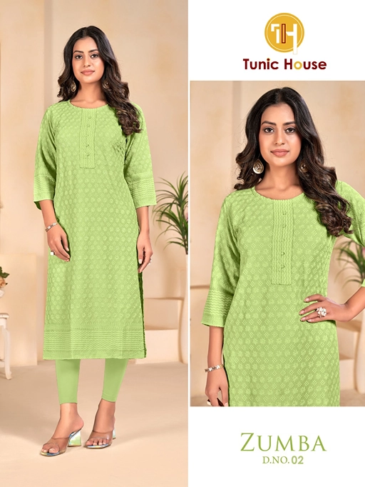 Tunic House Zumba Chikankari Straight Kurti Wholesale - Image 6
