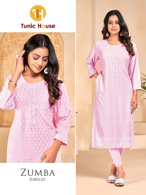 Tunic House Zumba Chikankari Straight Kurti Wholesale - Image 5
