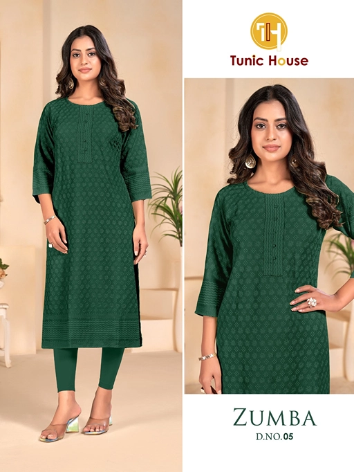 Tunic House Zumba Chikankari Straight Kurti Wholesale - Image 4